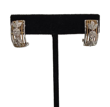 Two-Tone 18K Gold Diamond Cluster Earrings 0.48 ctw G VS1 Omega (view 1)
