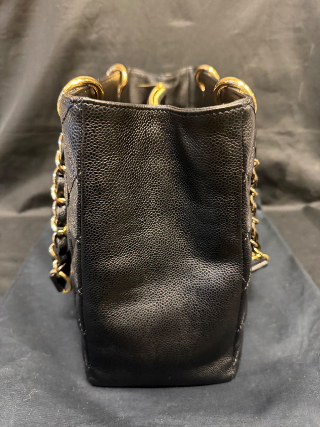 Chanel Grand Shopping Tote Black Caviar Leather Gold-Tone Hardware GST (view 3)