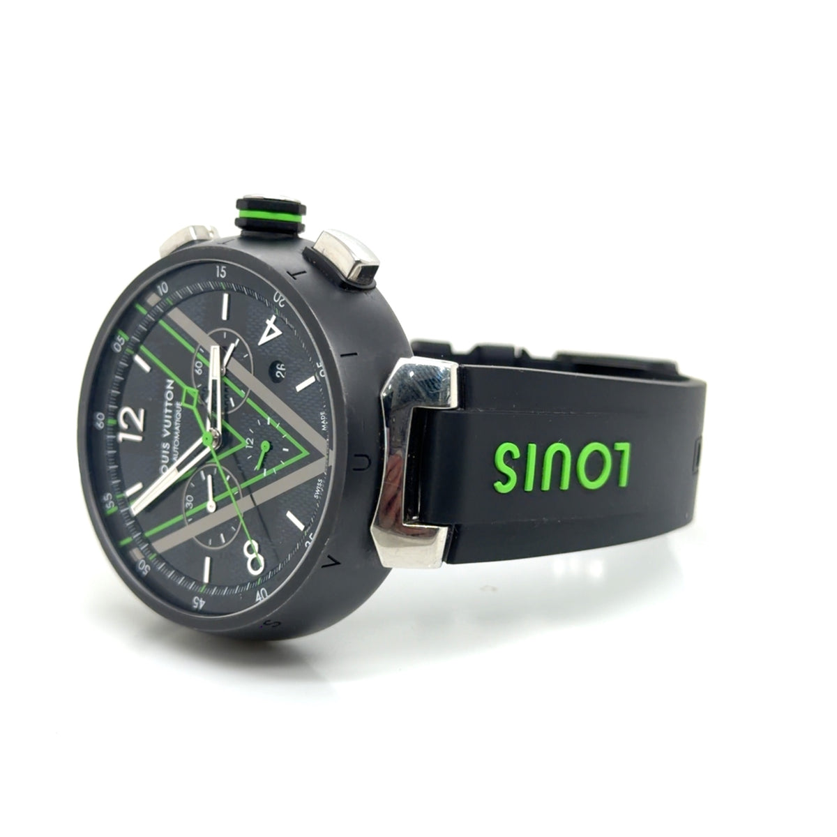 Louis Vuitton Tambour Damier Graphite Race Chronograph Watch QA130 46mm (view 11)