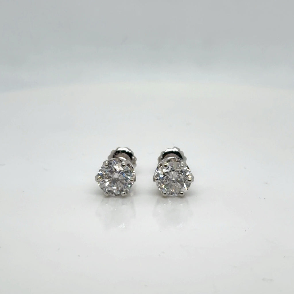 14k White Gold Natural Diamond Stud Earrings 2.44 ctw F I2 IGI GSI Certified (view 8)