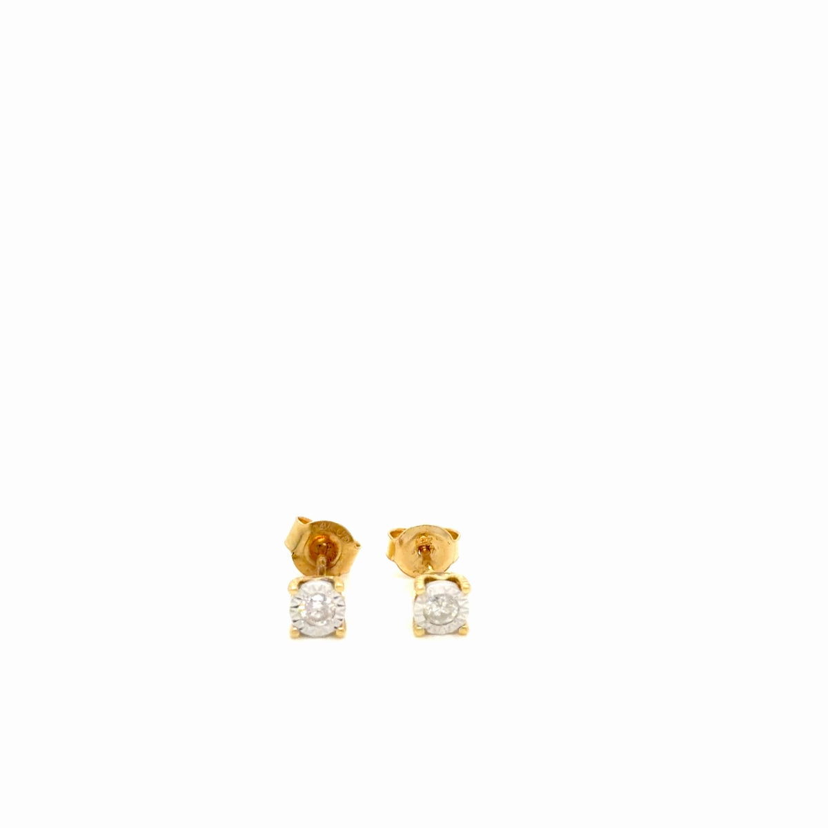 14K Yellow Gold Natural Diamond Stud Earrings 0.38 CTW Round J/I1 (view 2)