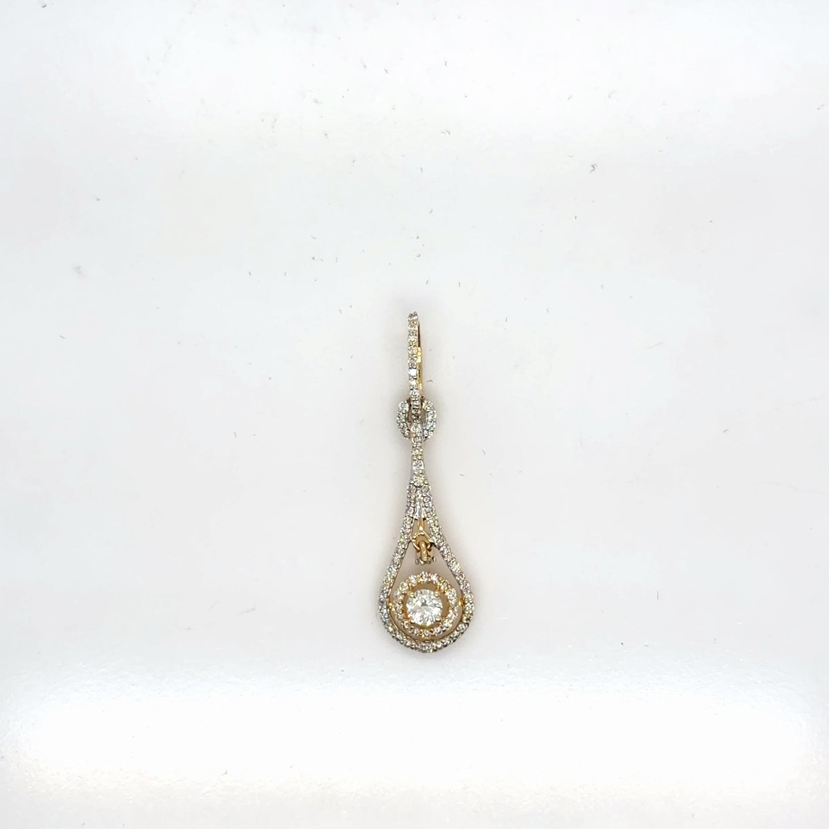 18K Yellow Gold Diamond Teardrop Pendant 0.67 ctw Natural Round Halo (view 2)