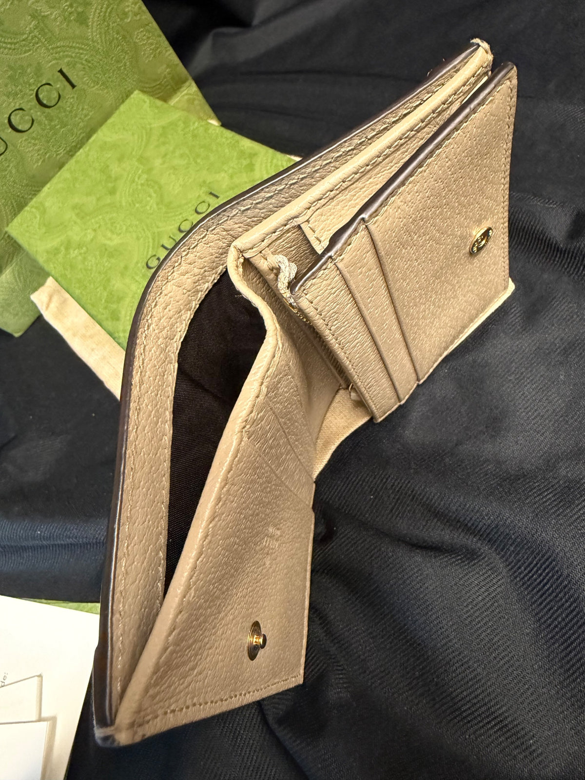 Gucci Ophidia GG Supreme Card Case Wallet, Beige Web, With Box (view 8)