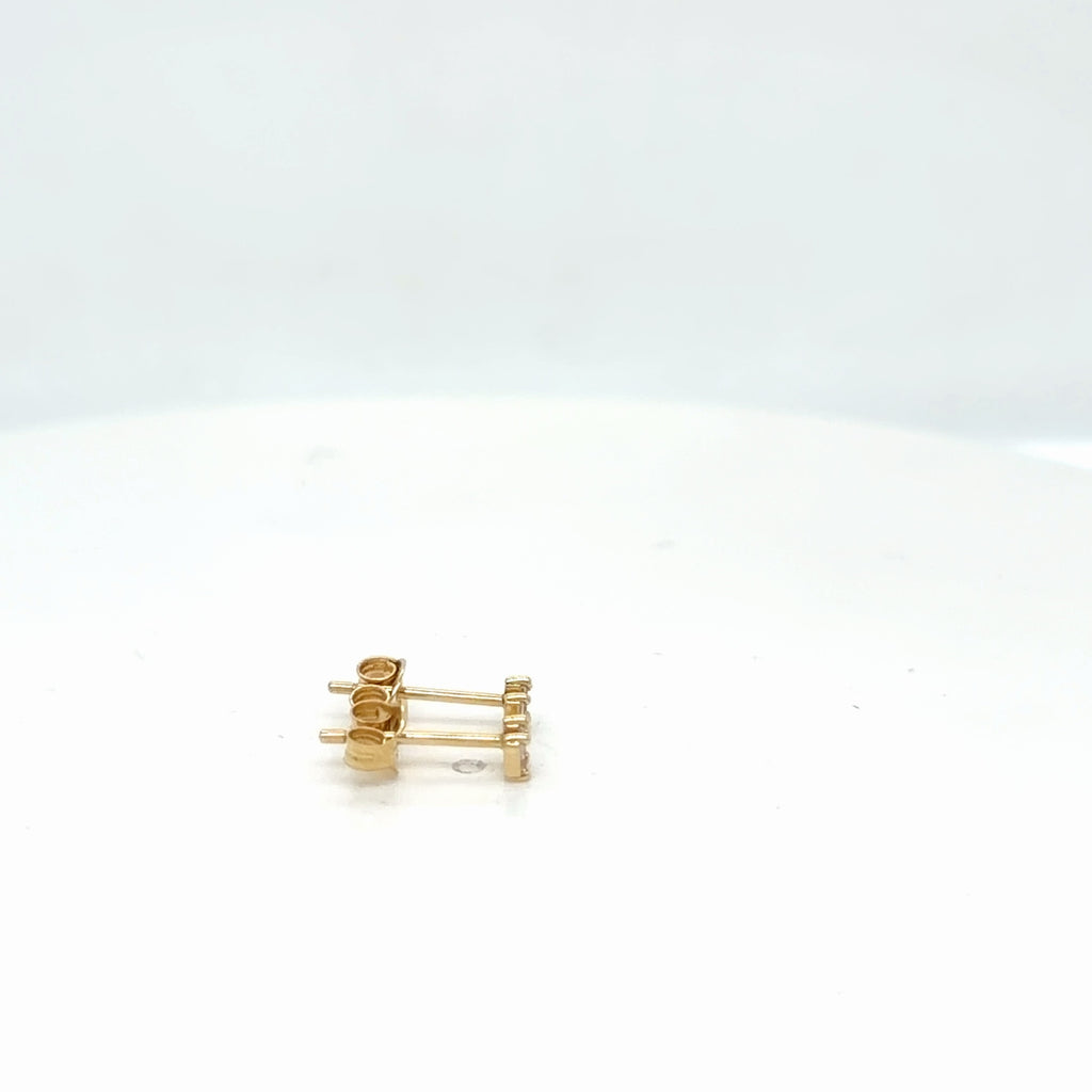 14K Yellow Gold Baguette CZ Stud Earrings, Butterfly Back (view 3)