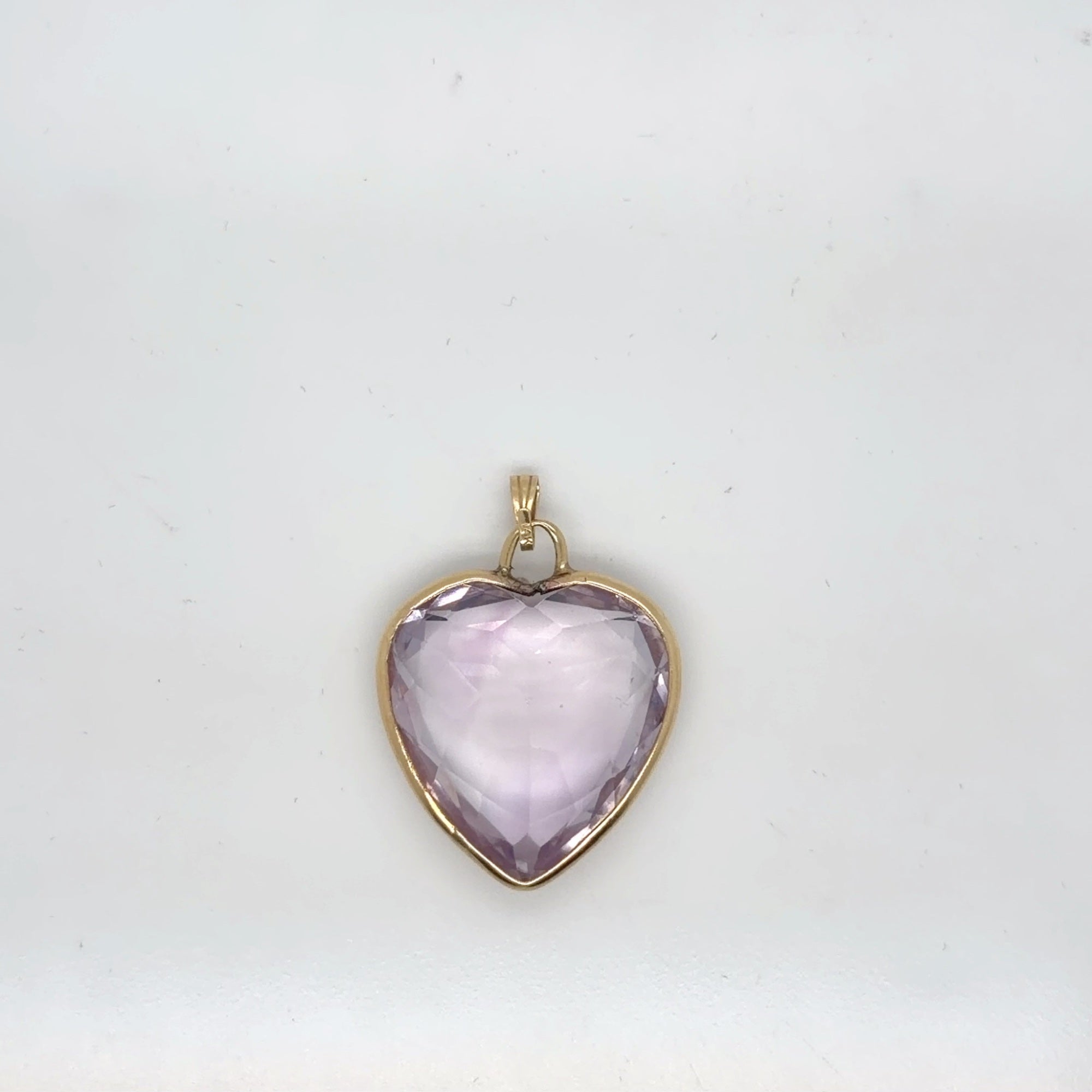 Heart Amethyst Pendant 14K Yellow Gold Bezel Set, 6.89g (view 2)