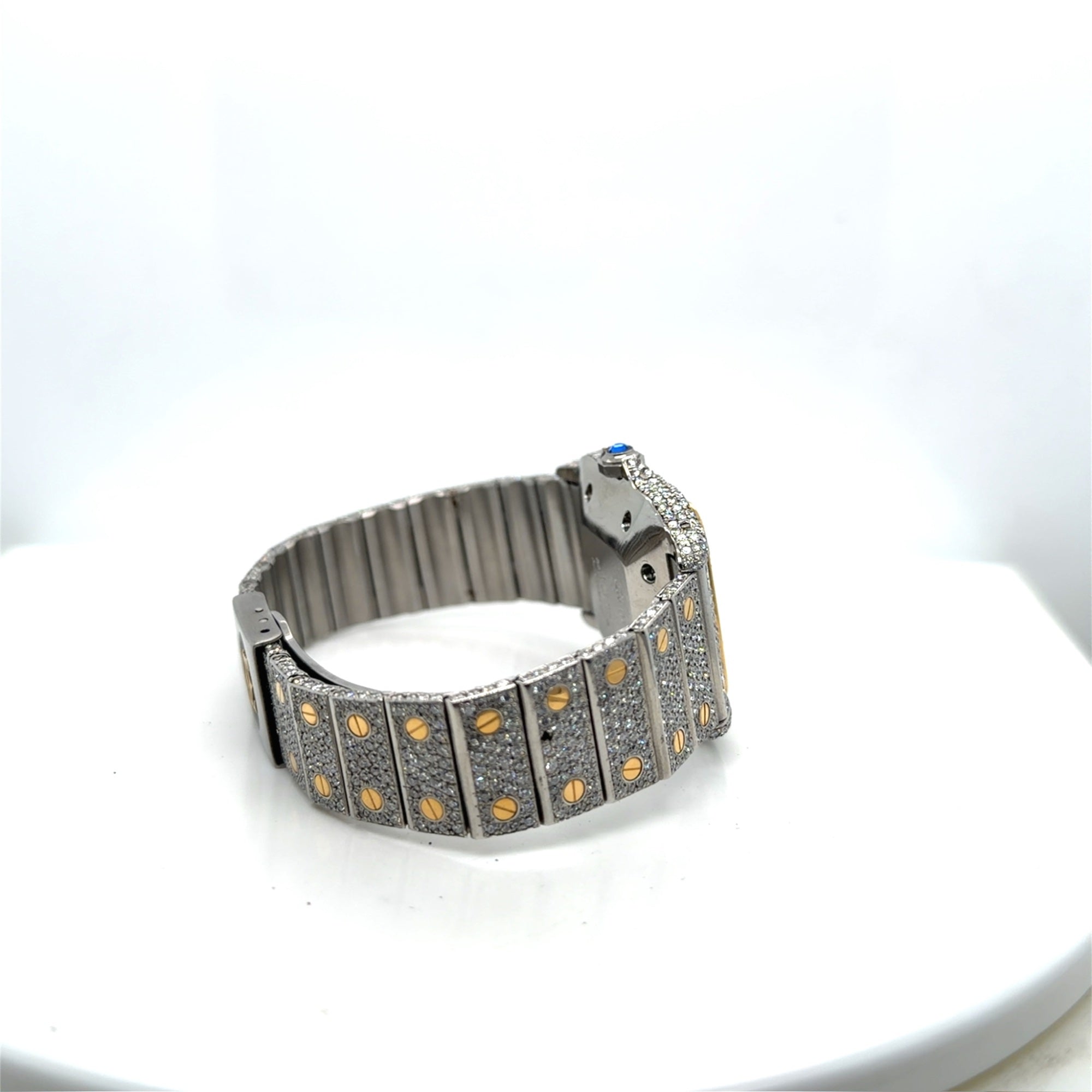 Cartier Santos Galbee Two-Tone Aftermarket Diamond Iced Out Watch