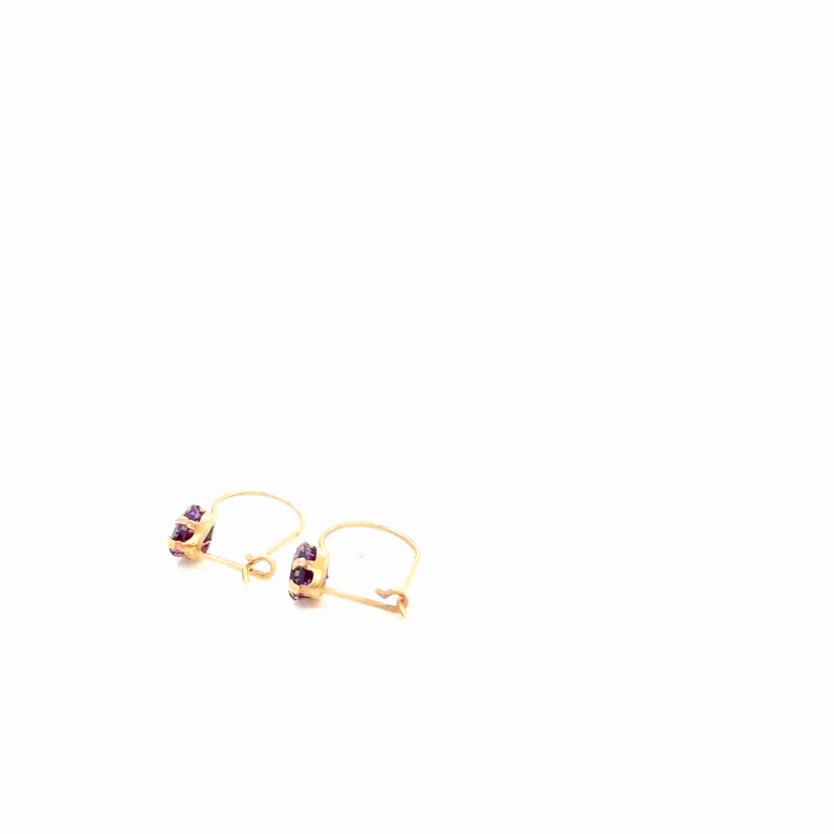 14K Yellow Gold Heart Amethyst Drop Earrings, Wire Back (view 5)