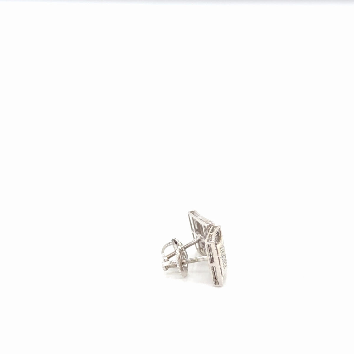14K White Gold Natural Diamond Square Cluster Stud Earrings 0.25 ctw (view 2)