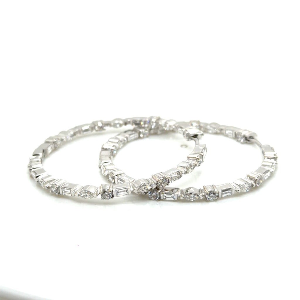 Roberto Coin 18K White Gold Diamond Hoop Earrings 3.04 ctw F/G VS