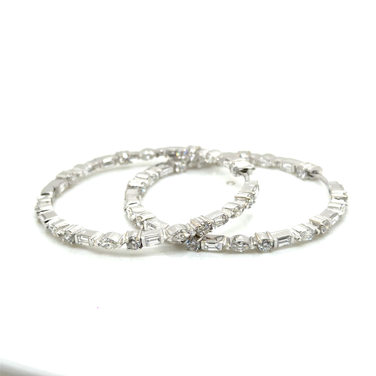 Roberto Coin 18K White Gold Diamond Hoop Earrings 3.04 ctw F/G VS