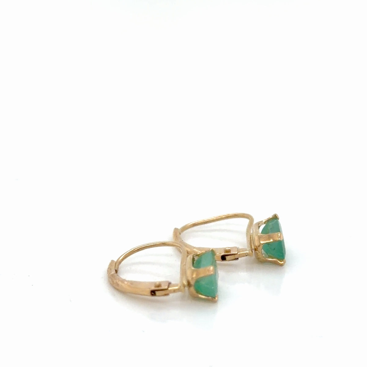 10K Yellow Gold Emerald Emerald-Cut Leverback Drop Earrings (view 2)