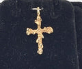 14K Yellow Gold Nugget-Textured Cross Pendant, 0.75g