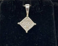 Diamond Pendant 14k White Gold 0.54ctw Princess Cut Diamond Cluster