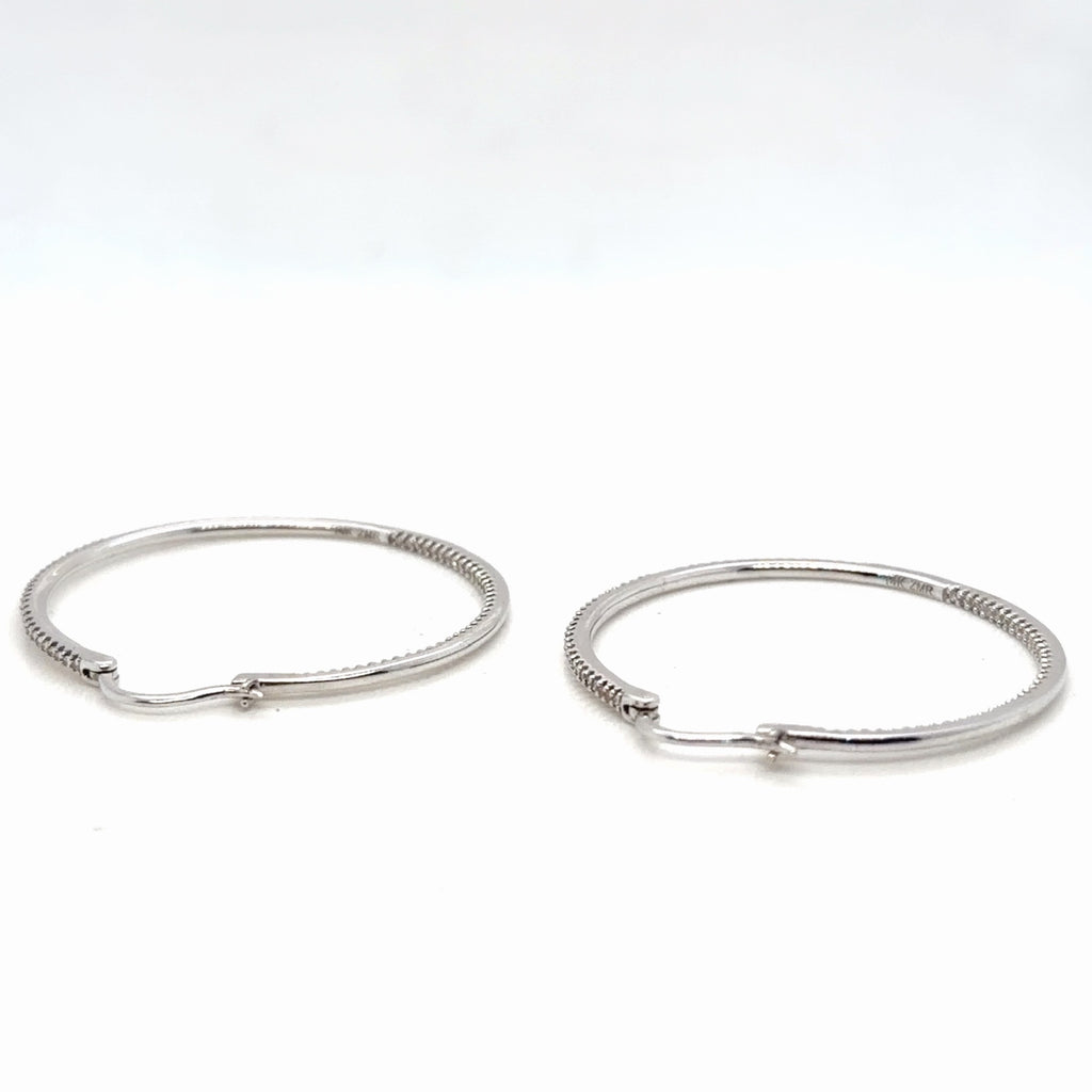 14K White Gold Natural Diamond Hoop Earrings 1.00 ctw I/I1 (view 7)