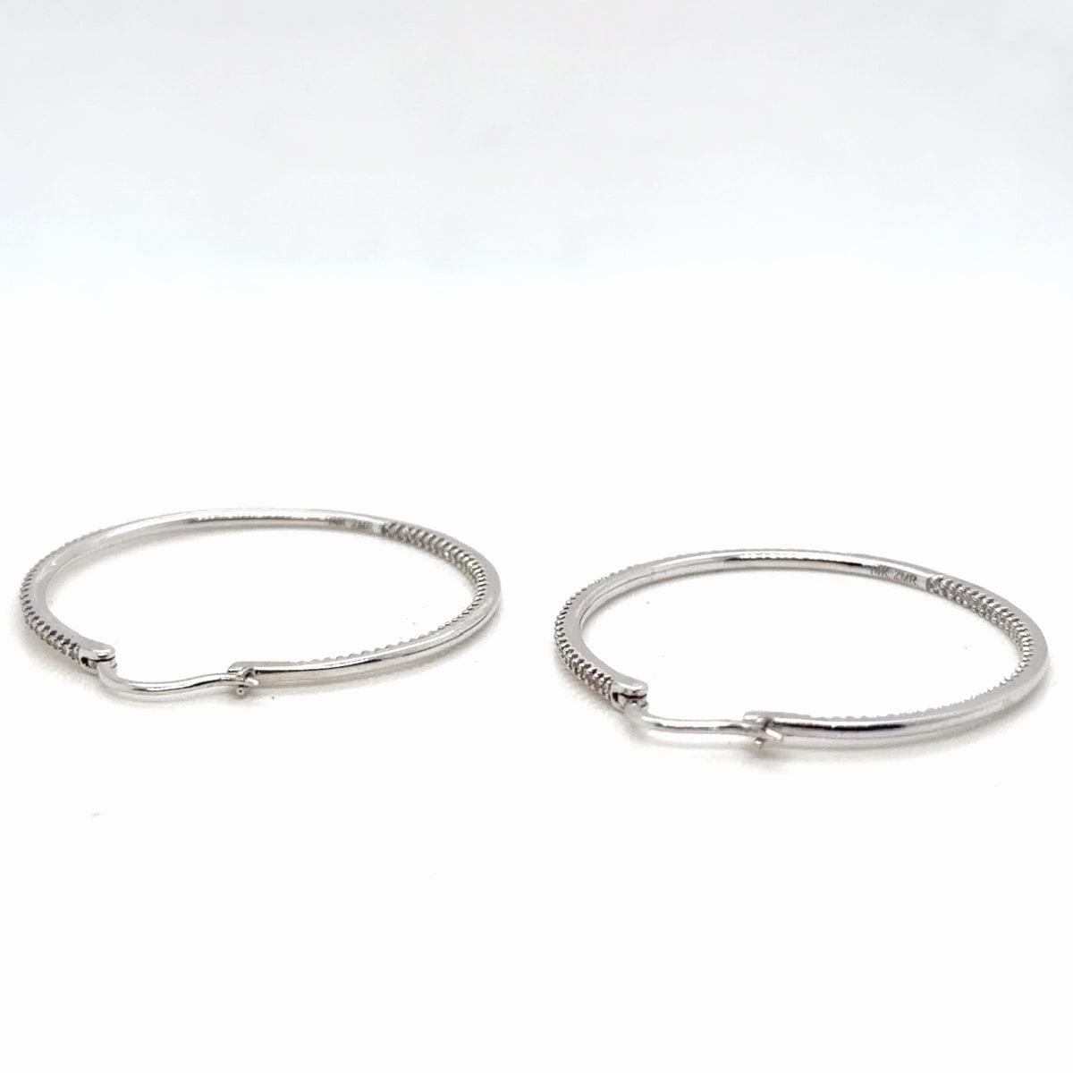 14K White Gold Natural Diamond Hoop Earrings 1.00 ctw I/I1 (view 7)
