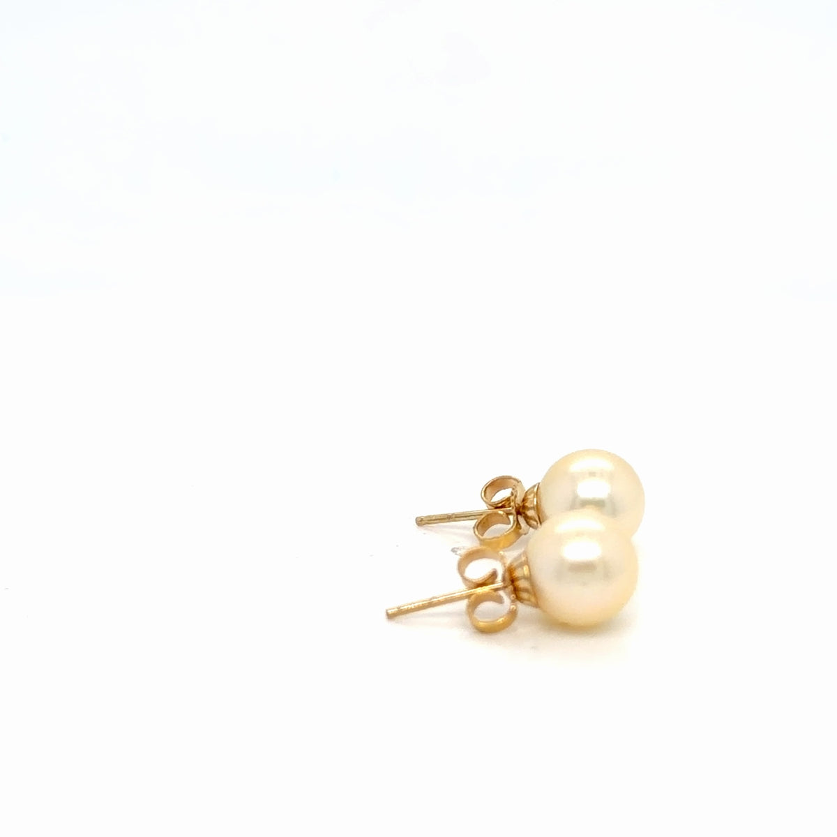 Pearl Stud Earrings 14K Yellow Gold 8.5mm Cultured Pearls (view 2)