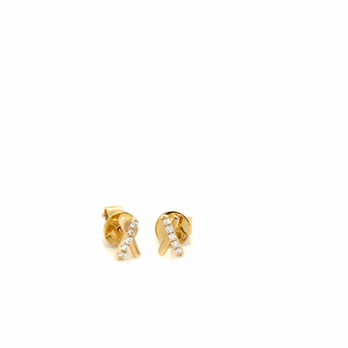 14K Yellow Gold Diamond X Crossover Stud Earrings 0.04 Ctw (view 2)