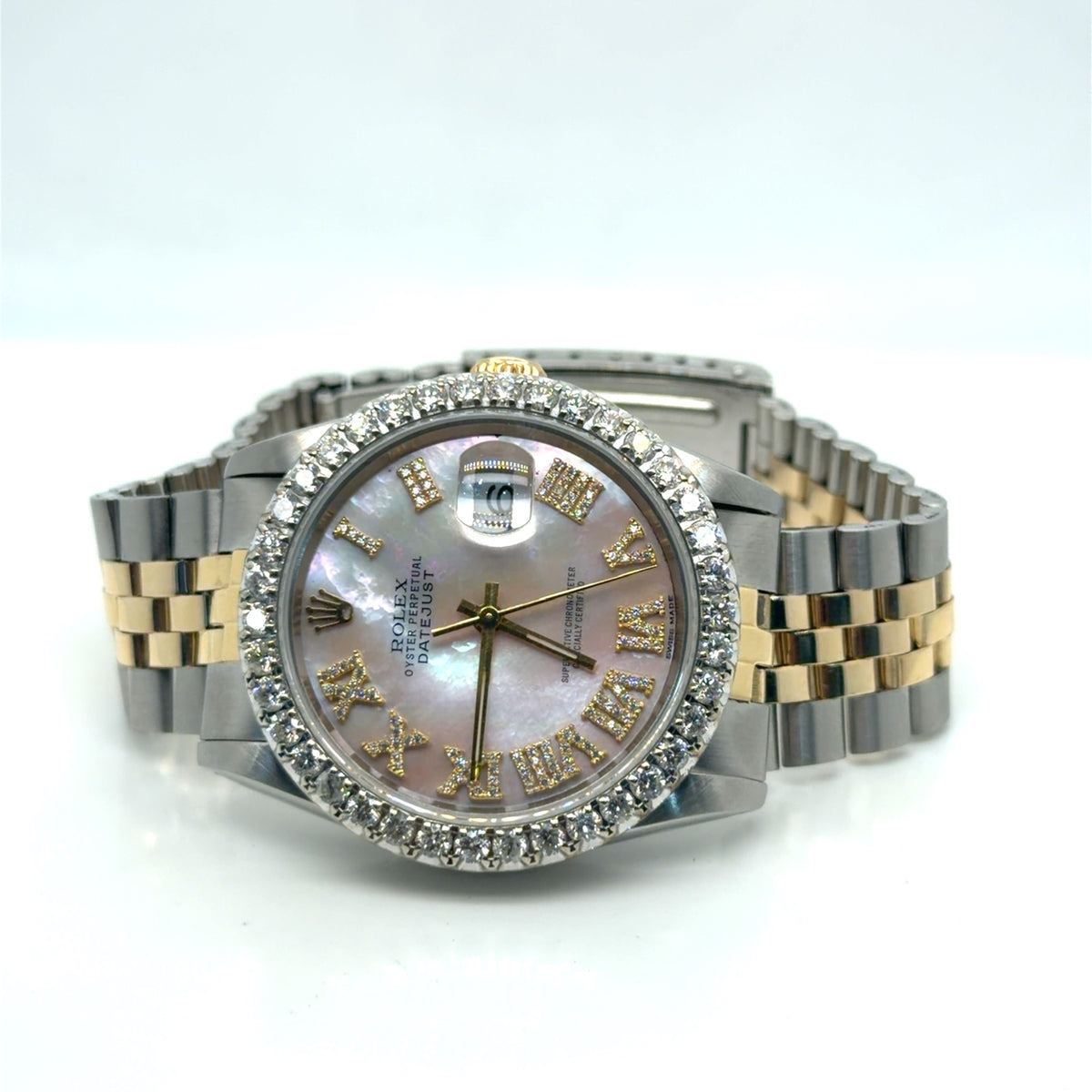 Rolex Datejust 36 Two-Tone Steel 18k Gold MOP Diamond Dial Ref 16233 (view 4)
