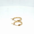 14K Yellow Gold Twisted Hoop Earrings, Hinged Latch, 0.33g