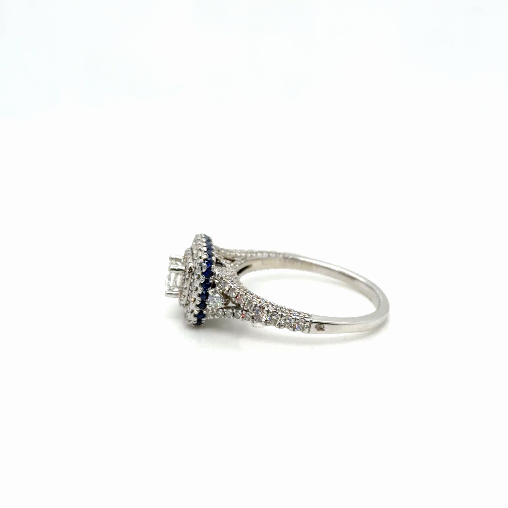 Vera Wang 14K White Gold Diamond Sapphire Double Halo Ring 1.50 ctw Sz 9.5 (view 2)