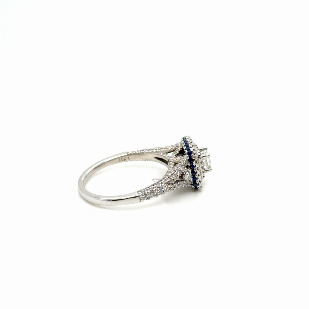 Vera Wang 14K White Gold Diamond Sapphire Double Halo Ring 1.50 ctw Sz 9.5 (view 7)