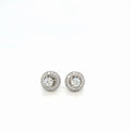 18K White Gold Diamond Halo Stud Earrings 1.33 ctw Round Natural H VS/SI