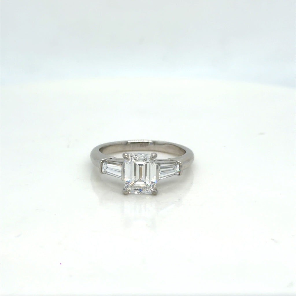 Tiffany & Co. Platinum 1.53ct Emerald Cut Diamond 2.11ctwa Ring Size 6 (view 1)