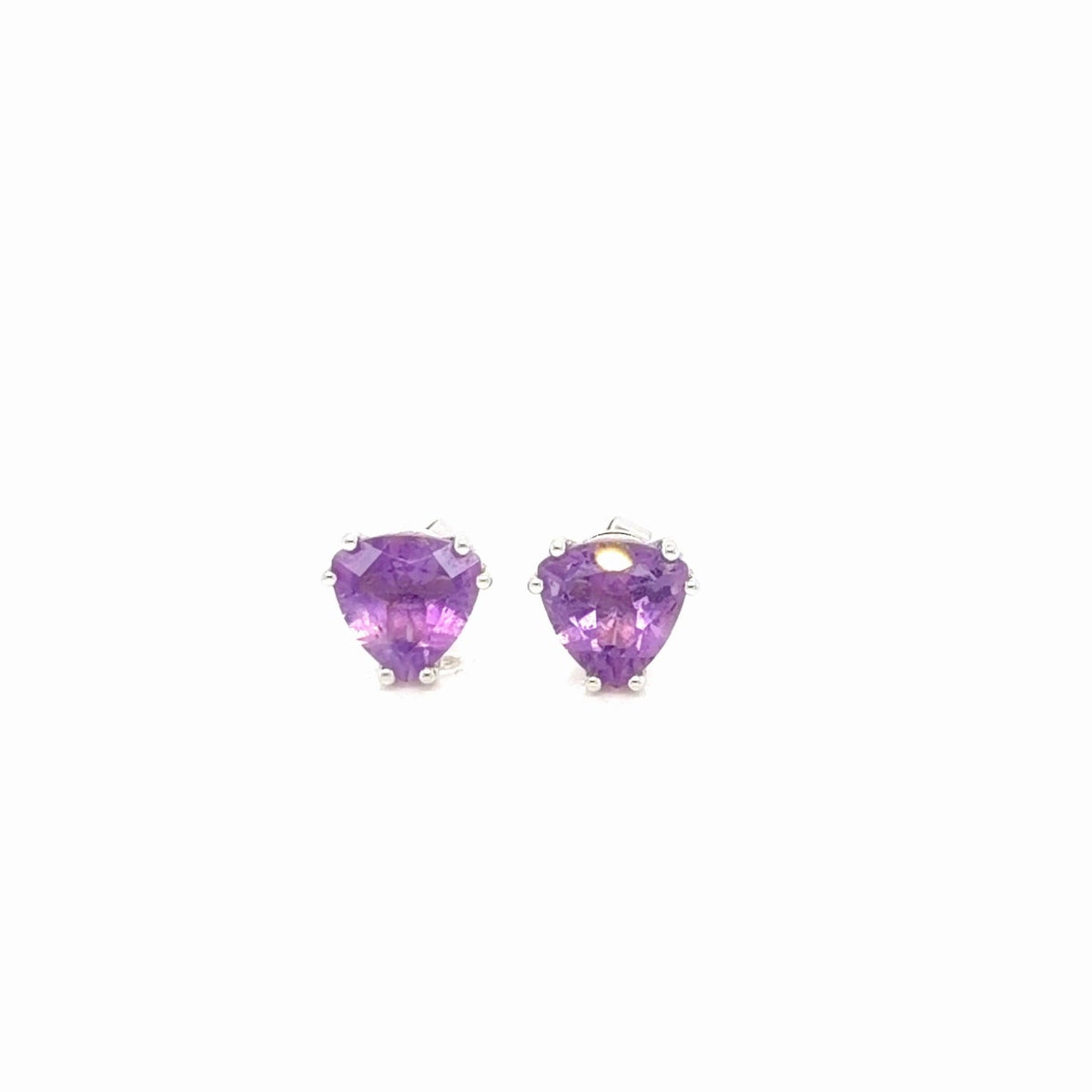 14K White Gold Trillion Amethyst Stud Earrings 2.57g Fine Jewelry (view 1)