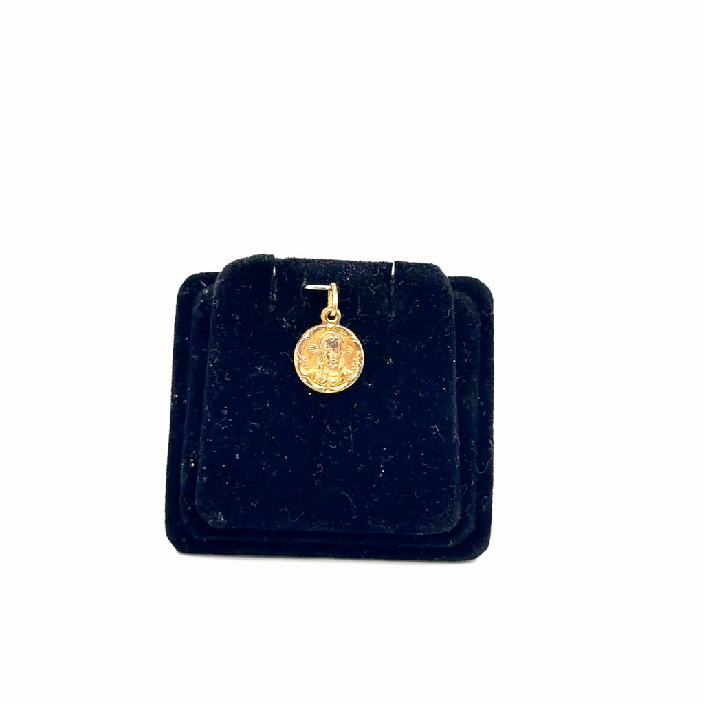 10K Yellow Gold Religious Medal Pendant, Virgin Mary, 0.57g (view 3)