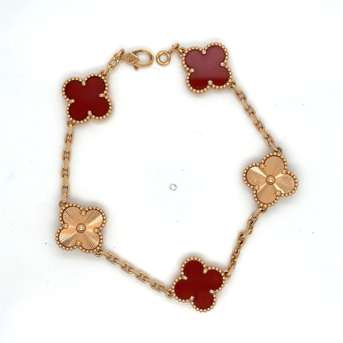 Van Cleef & Arpels Vintage Alhambra 5 Motif Bracelet 18K Rose Gold Carnelian (view 2)