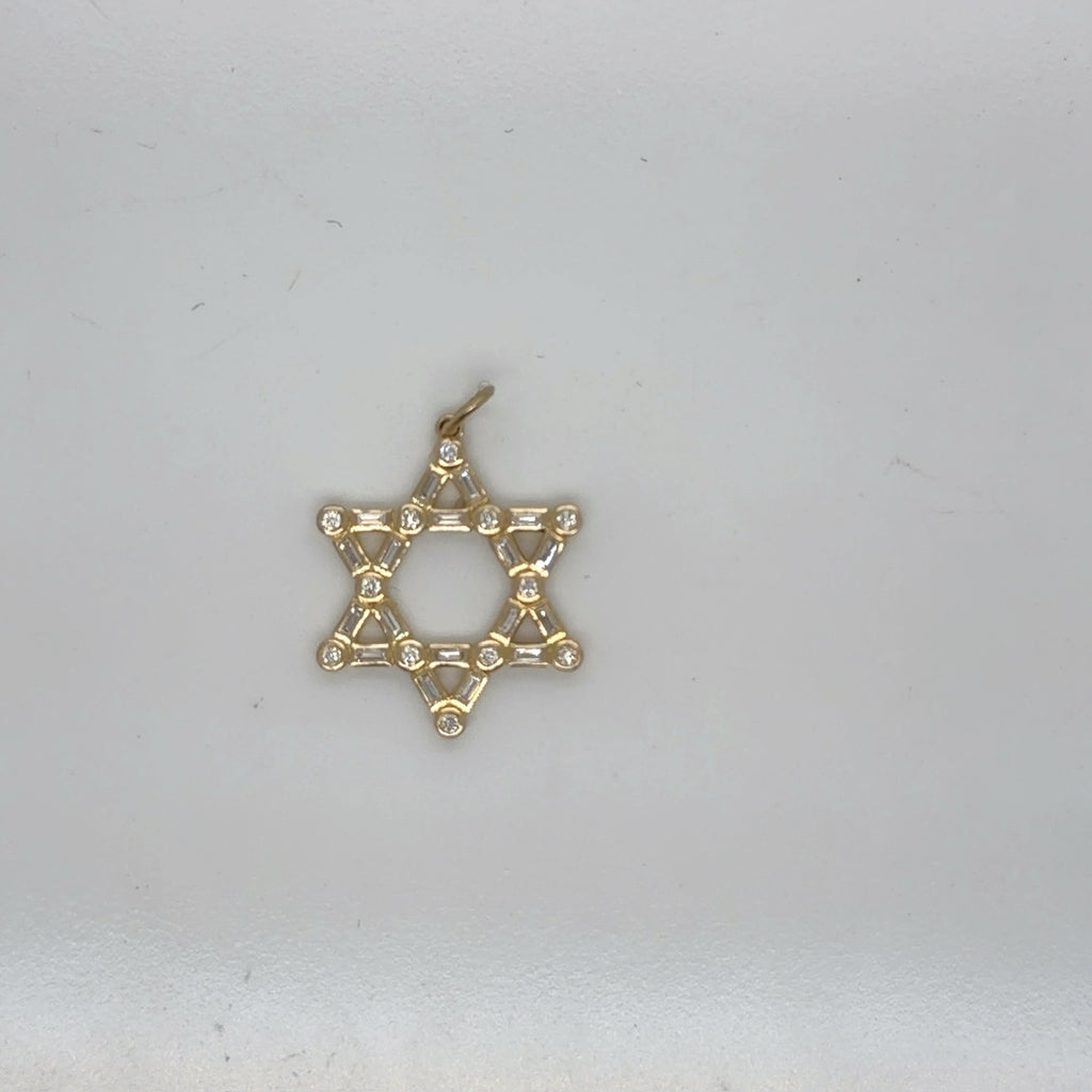14K Yellow Gold Diamond Star of David Pendant 0.39 ctw Natural G VS (view 3)