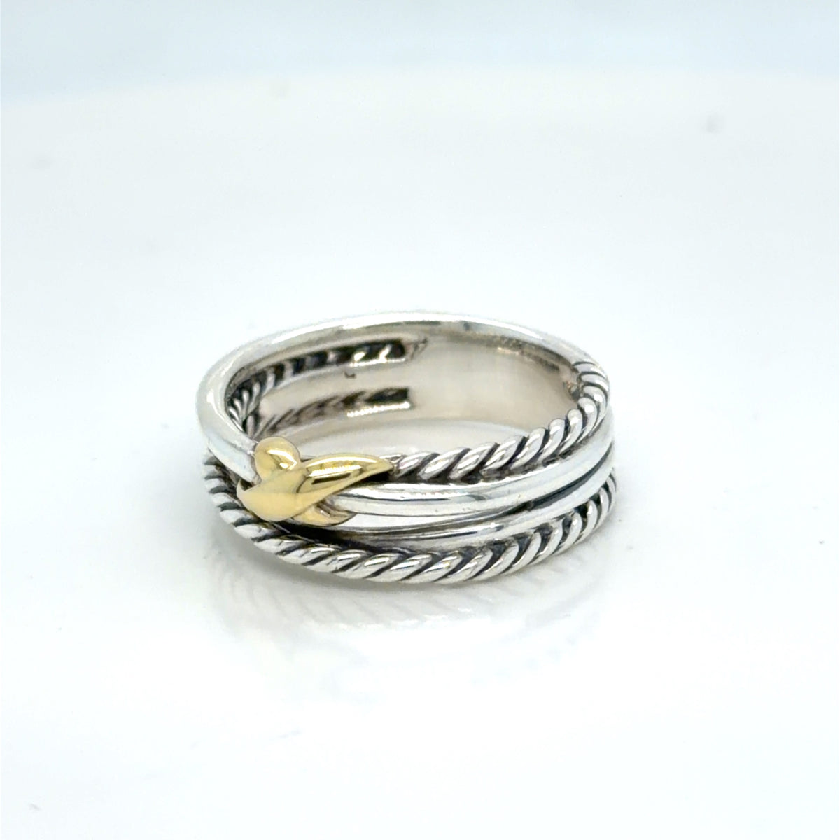 David Yurman Crossover Ring Sterling Silver 18k Gold Two-Tone Size 6.75 (view 9)