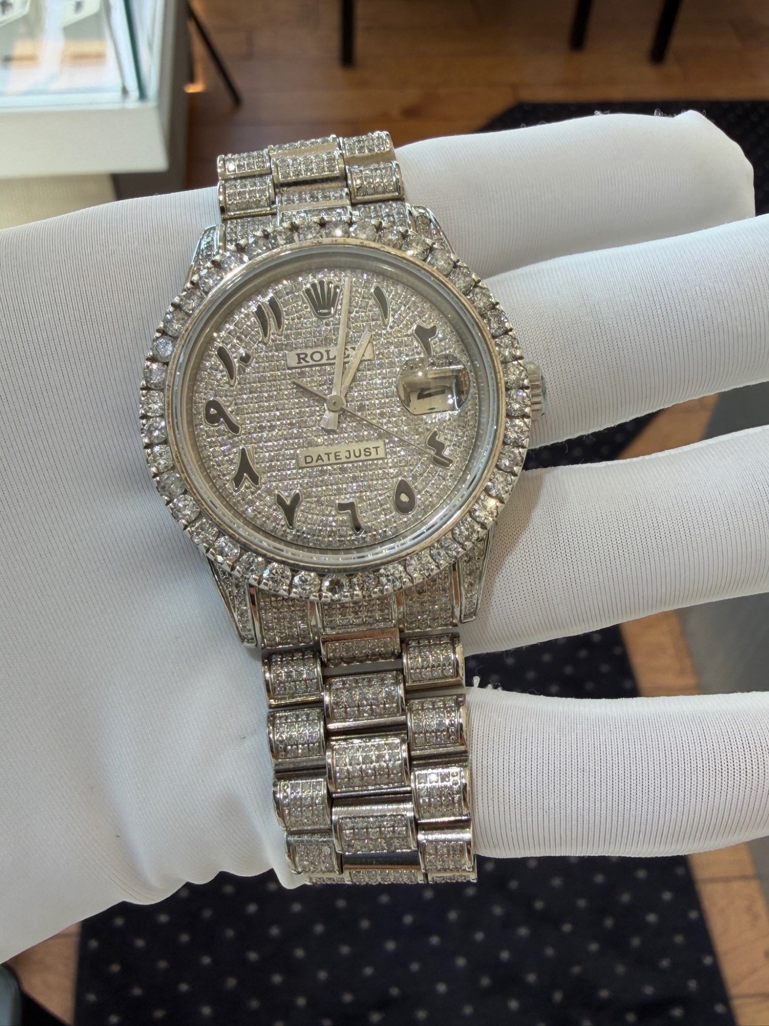 Rolex Datejust 36 Ref. 1600 Steel Aftermarket Diamond Pave Dial & Bezel
