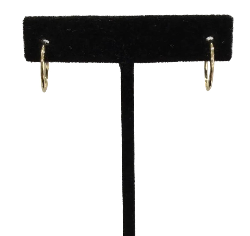 14K Yellow Gold Thin Hoop Earrings Continuous Sleeper Style Pair (view 2)