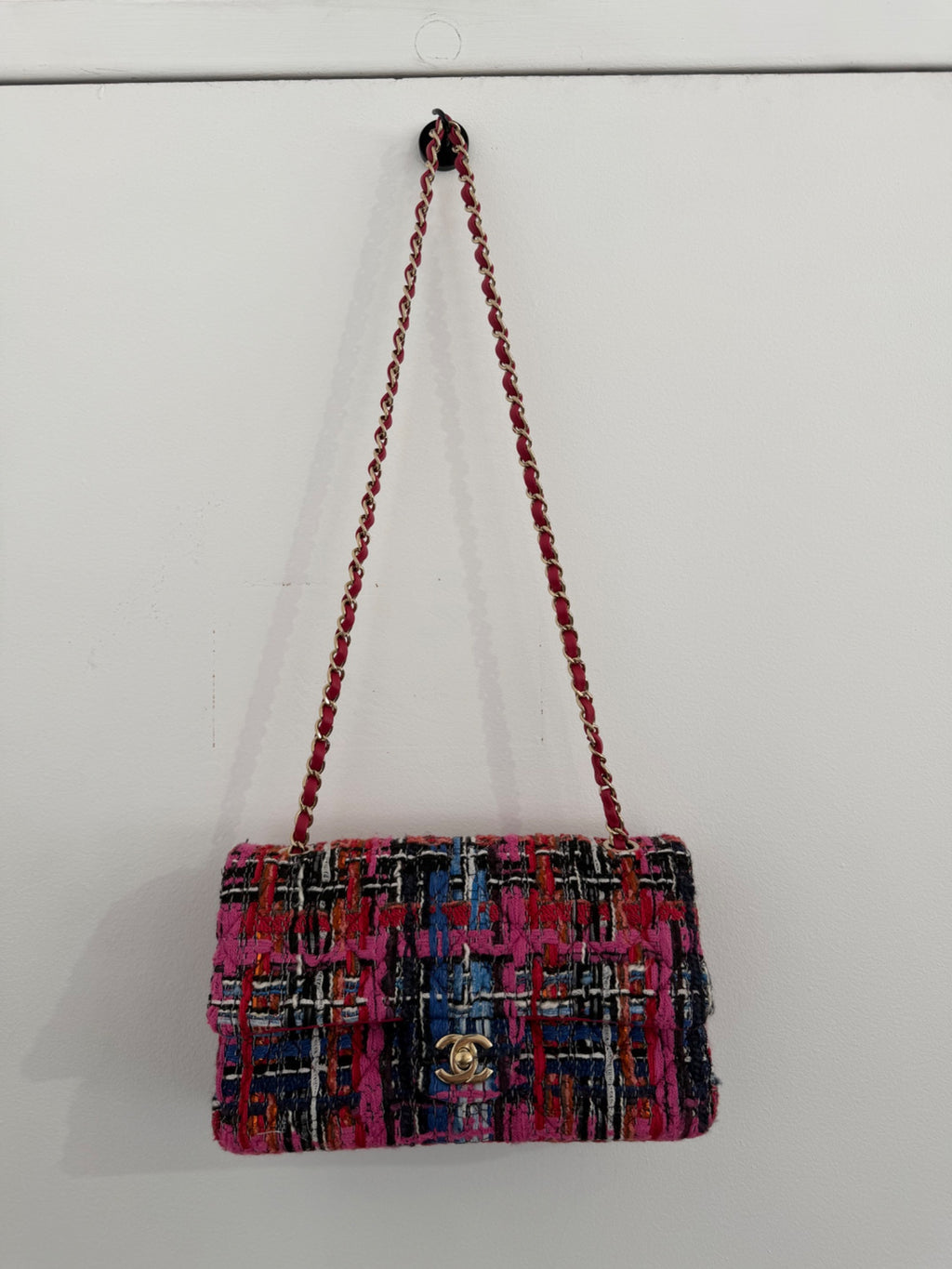 Chanel Fantasy Tweed Medium Double Flap Shoulder Bag Multicolor Gold