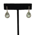 10K Yellow Gold Prasiolite Pear & Diamond Halo Drop Earrings