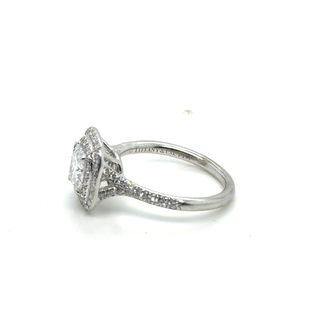 Tiffany & Co. Soleste Platinum Diamond Ring 0.98ct F VVS2 Cushion Sz 4.75 (view 2)