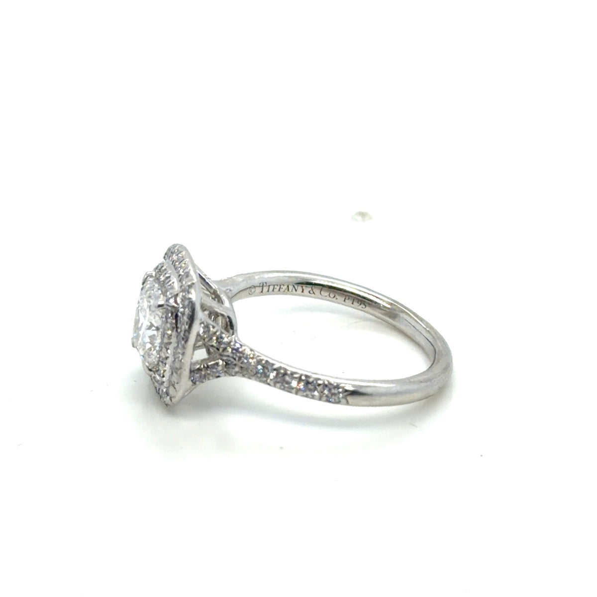 Tiffany & Co. Soleste Platinum Diamond Ring 0.98ct F VVS2 Cushion Sz 4.75 (view 2)