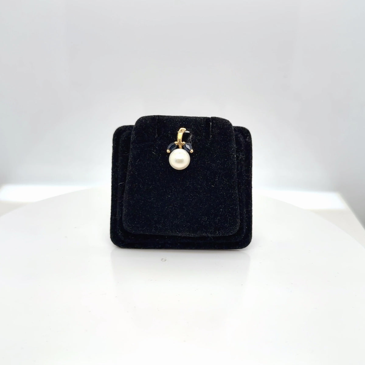 14K Yellow Gold Pearl & Natural Sapphire Pendant, Marquise Accents