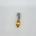 14k Two-Tone Gold Citrine Briolette Drop Pendant with Diamond Pavé