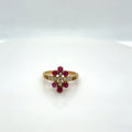 18K Yellow Gold Ruby Diamond Cocktail Ring, 0.52 ctw, Size 6.25