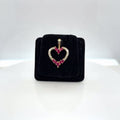 14K Yellow Gold Ruby Diamond Open Heart Pendant, 0.40 ctw Marquise Ruby