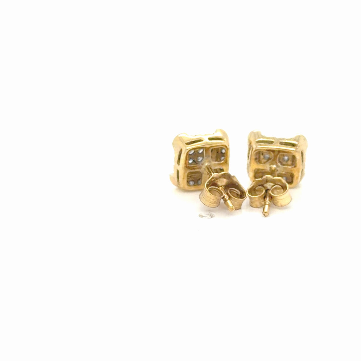 Diamond Cluster Stud Earrings Two-Tone Gold 0.30 ctw Round Natural (view 2)