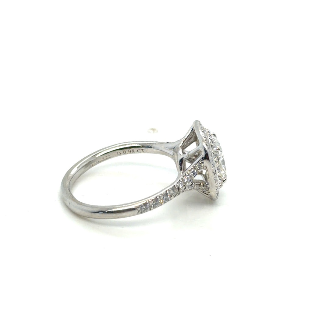 Tiffany & Co. Soleste Platinum Diamond Ring 0.98ct F VVS2 Cushion Sz 4.75 (view 6)