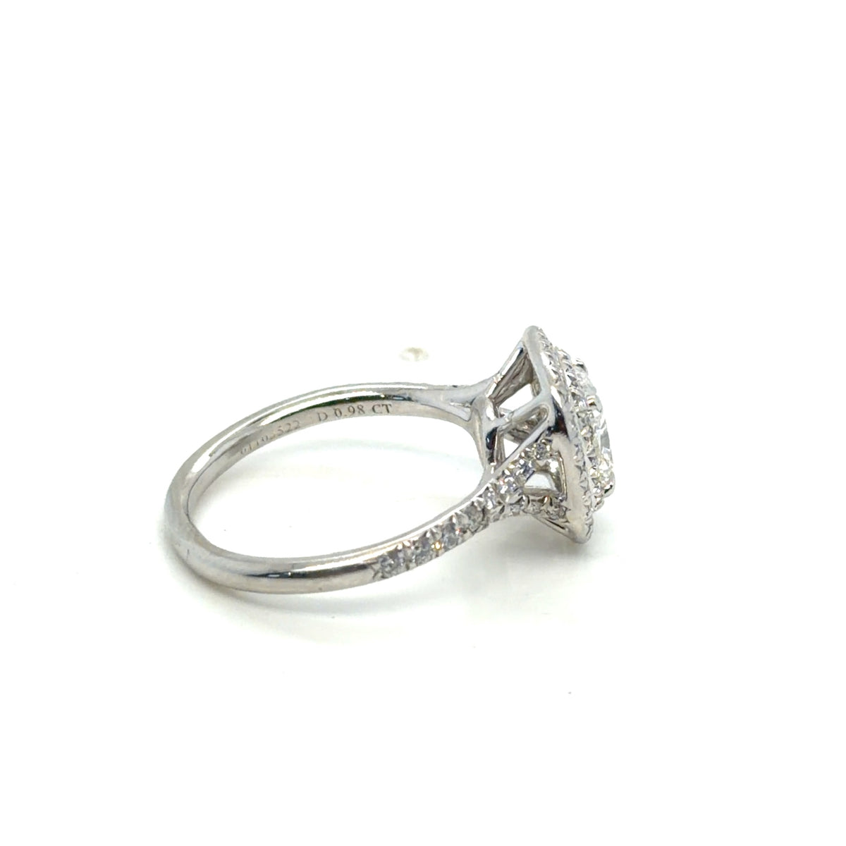 Tiffany & Co. Soleste Platinum Diamond Ring 0.98ct F VVS2 Cushion Sz 4.75 (view 6)