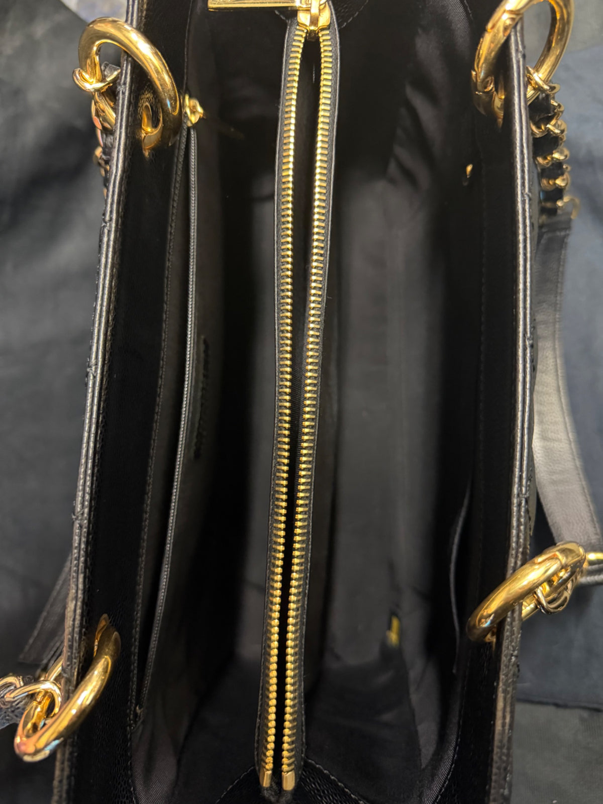 Chanel Grand Shopping Tote Black Caviar Leather Gold-Tone Hardware GST (view 7)