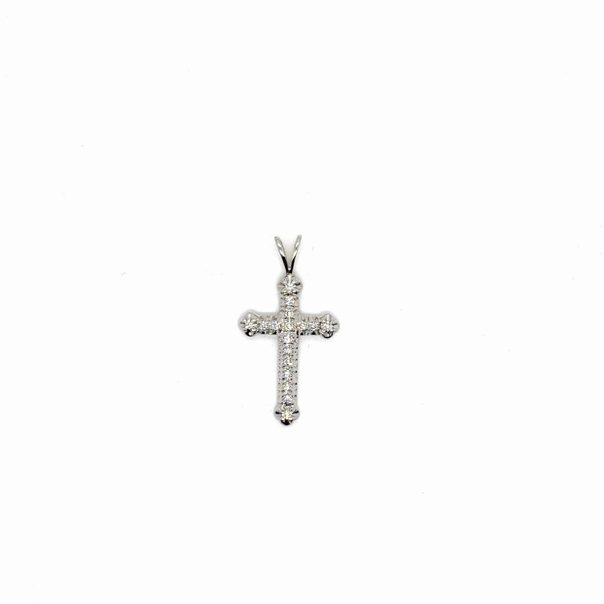 14K White Gold Diamond Cross Pendant 0.21 ctw Natural G VS