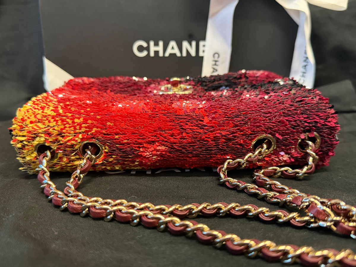 Chanel 23A Sunset Sequin Mini Flap Bag Multicolor Gold-Tone Hardware (view 7)