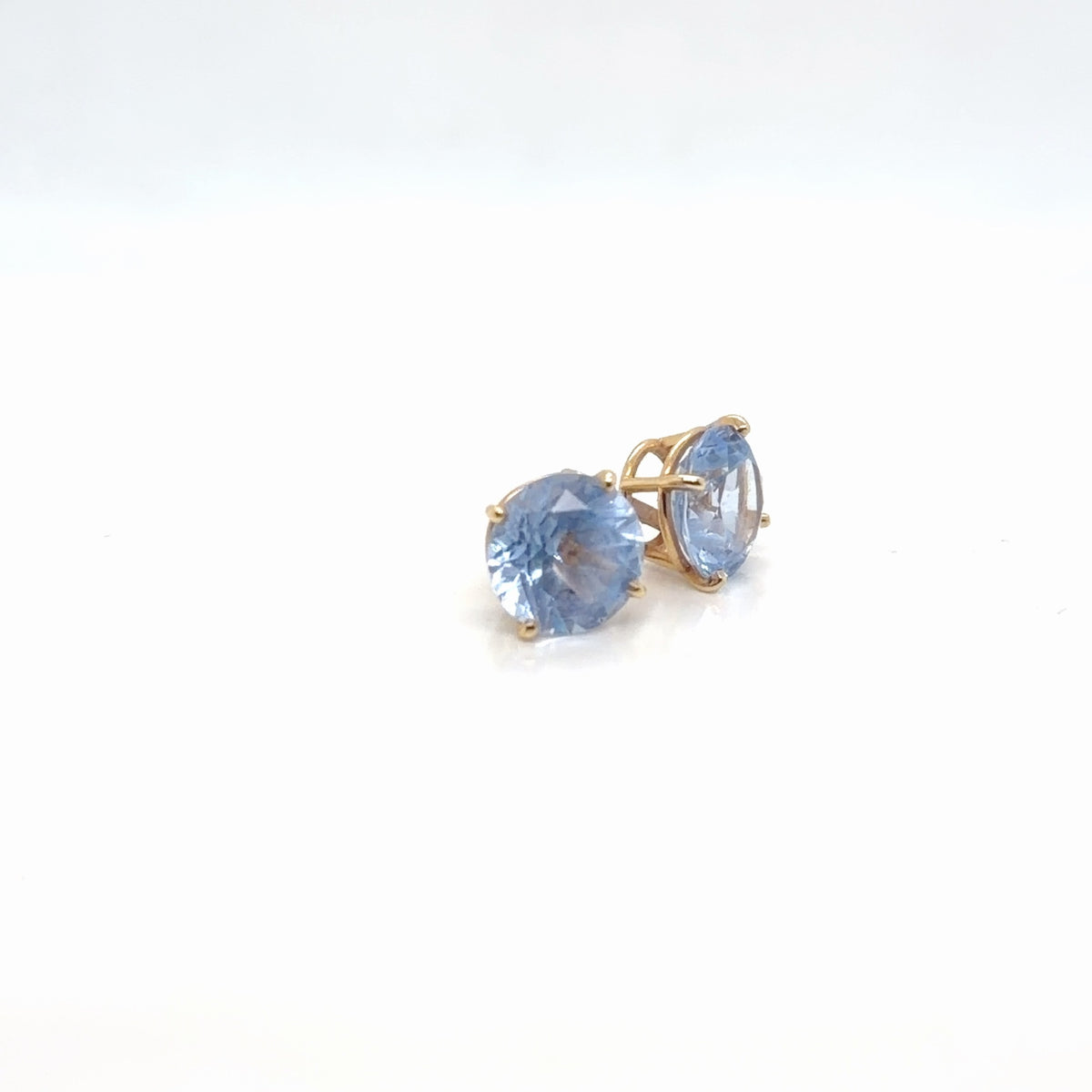 14K Yellow Gold Round Blue Synthetic Spinel Stud Earrings (view 3)