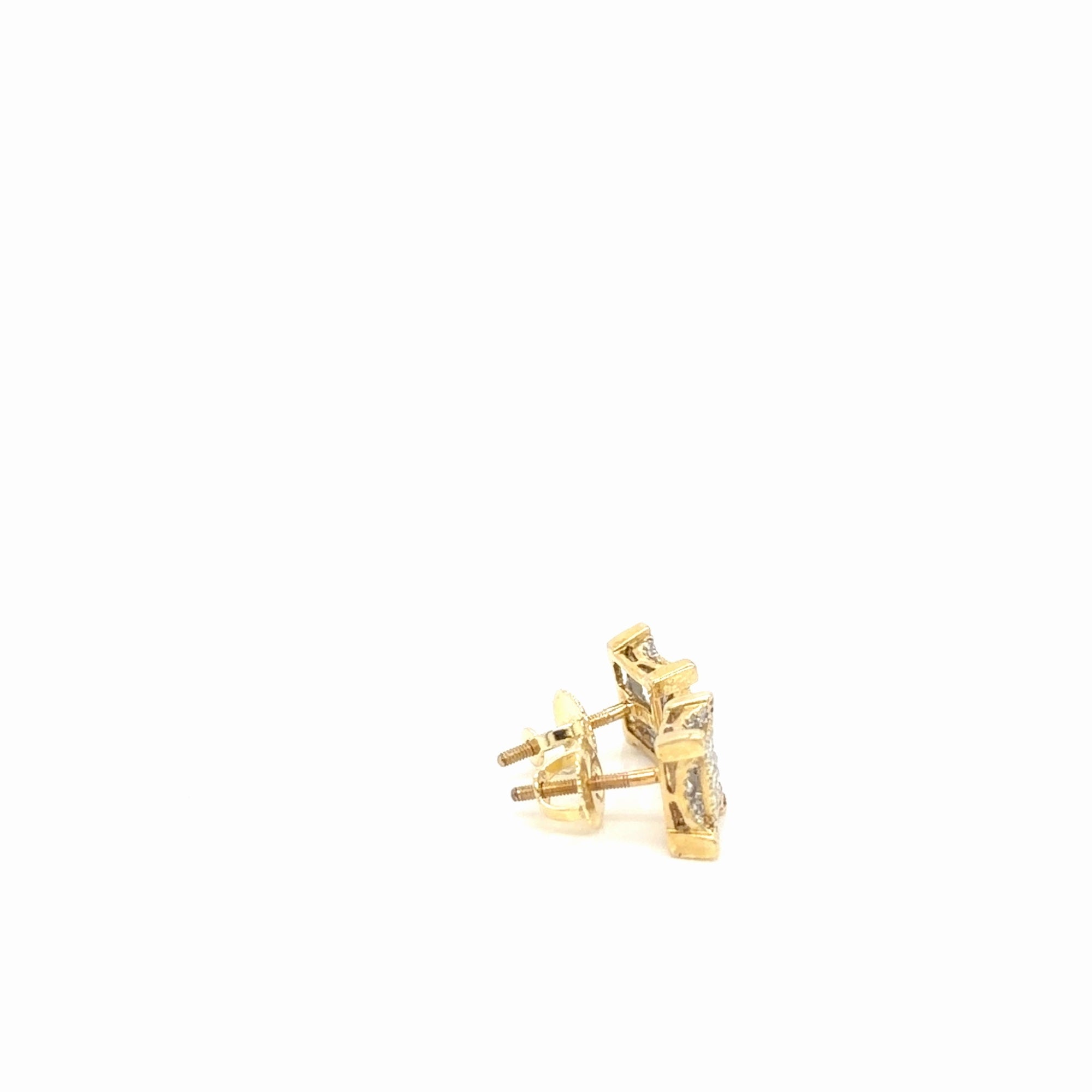 10K Yellow Gold Natural Diamond Pave Square Stud Earrings 0.50 Ctw